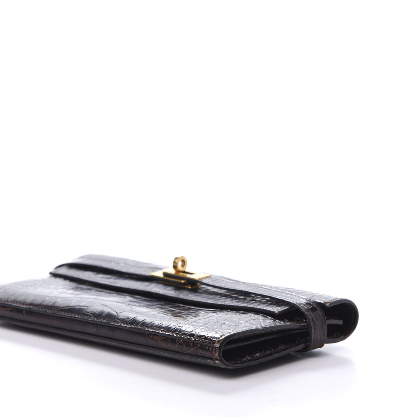 Matte Alligator Kelly Longue Wallet Chocolate
