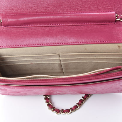 Chanel Caviar Camellia Embossed Wallet On Chain WOC Fuchsia 16 of 22