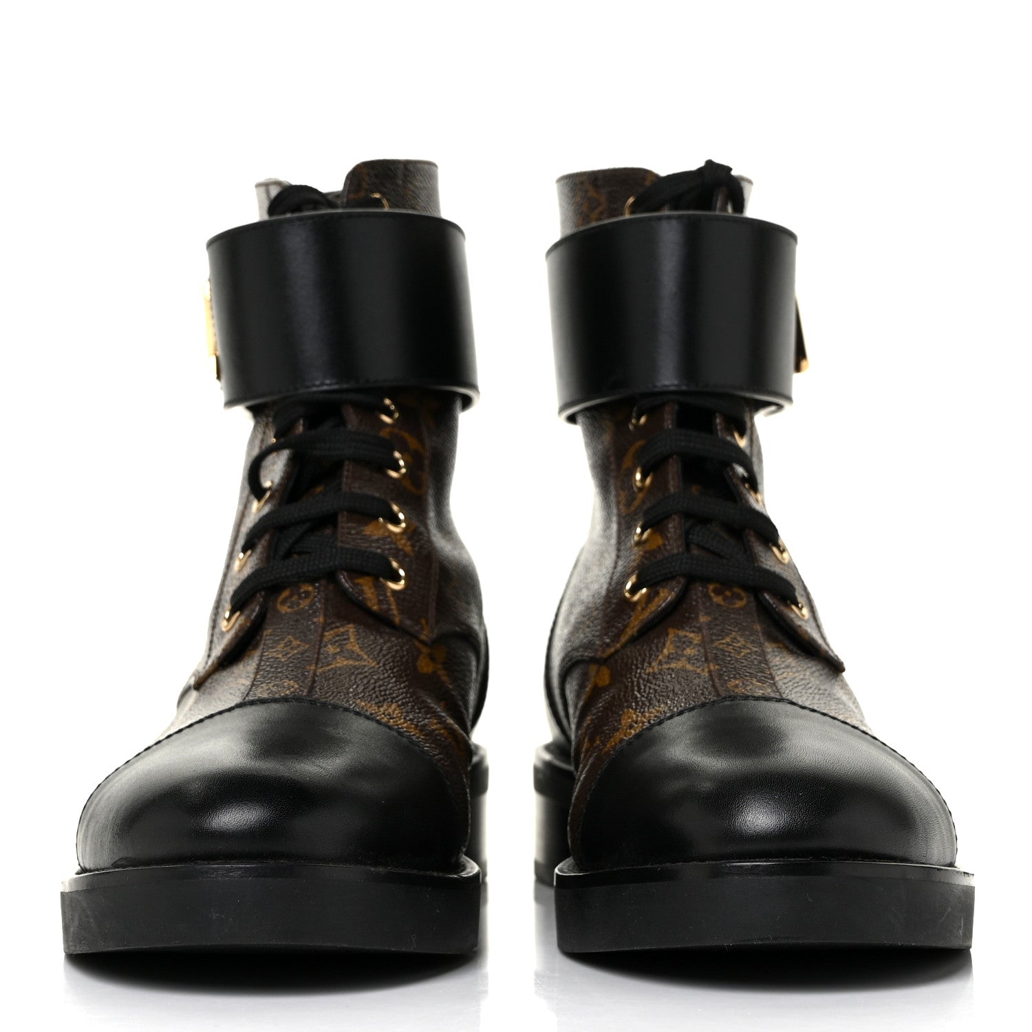 Louis Vuitton Calfskin Monogram Wonderland Flat Ranger Boots 40 Black 2 of 7