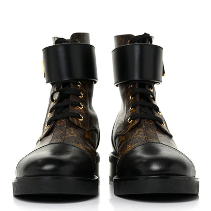 Louis Vuitton Calfskin Monogram Wonderland Flat Ranger Boots 40 Black 2 of 7