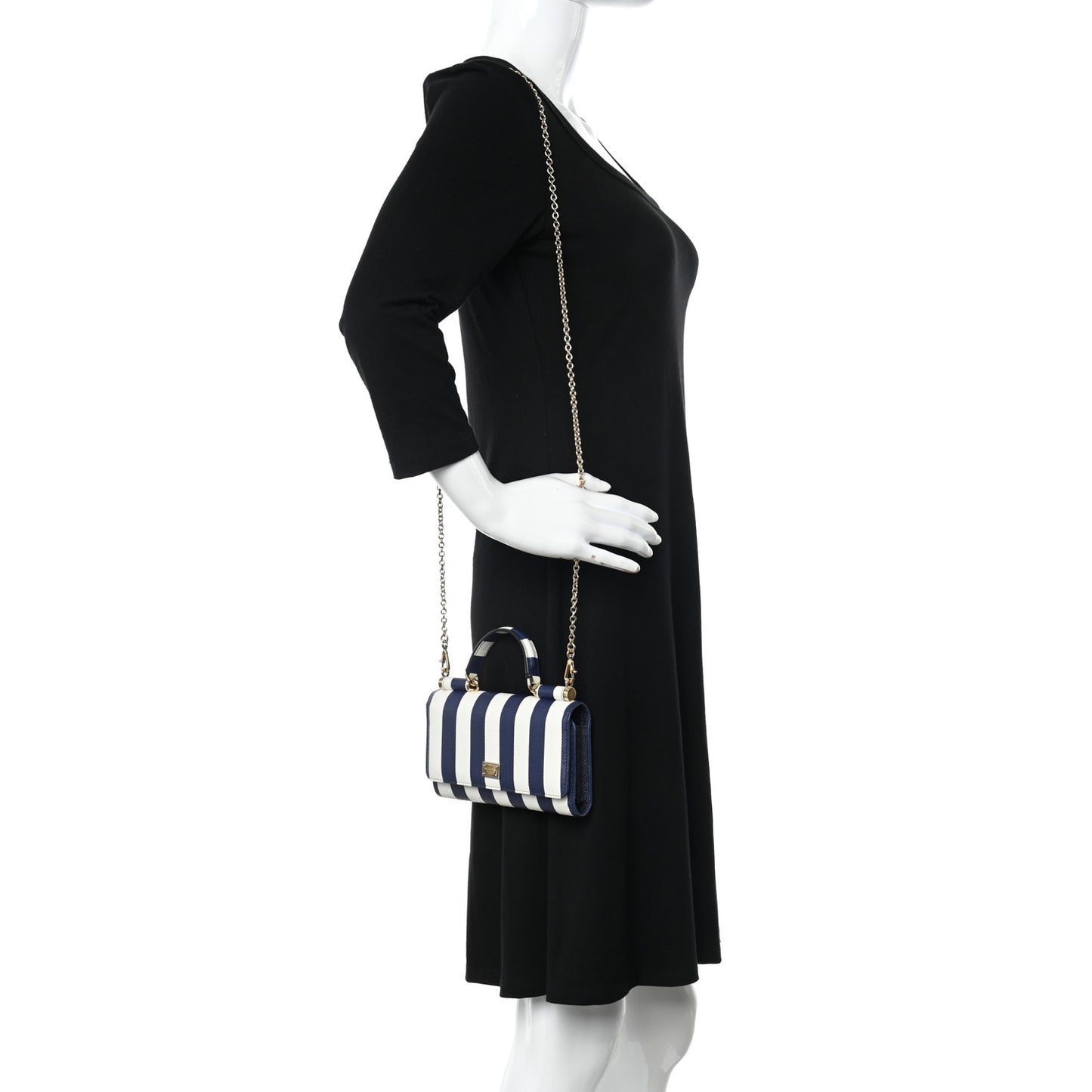 Dauphine Stripe Mini Von Bag Blue White