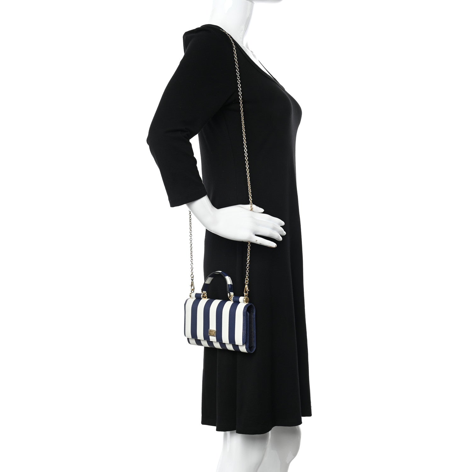 Dolce & Gabbana Dauphine Stripe Mini Von Bag Blue White 2 of 9