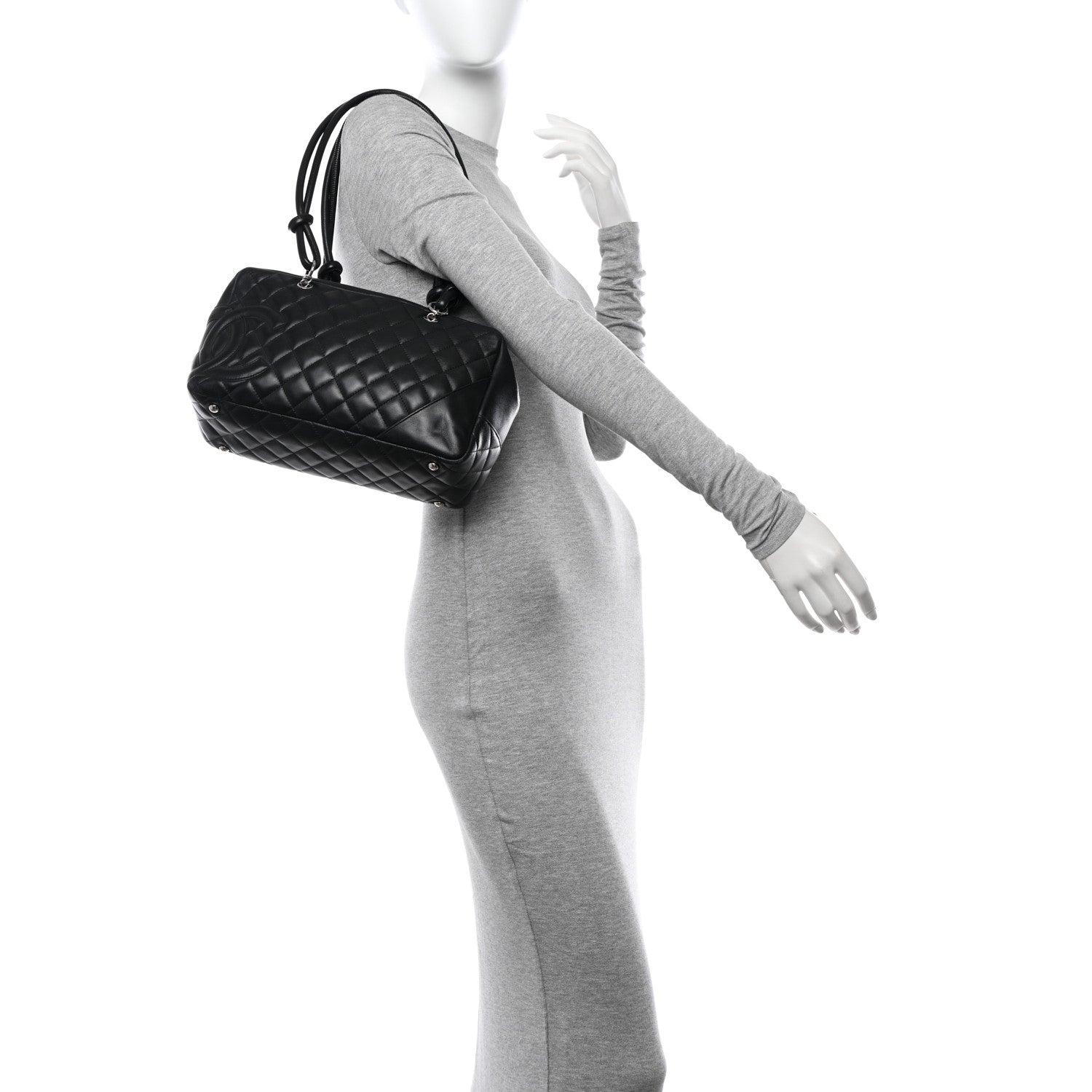 Chanel Calfskin Quilted Large Cambon Bowler Black 2 of 10