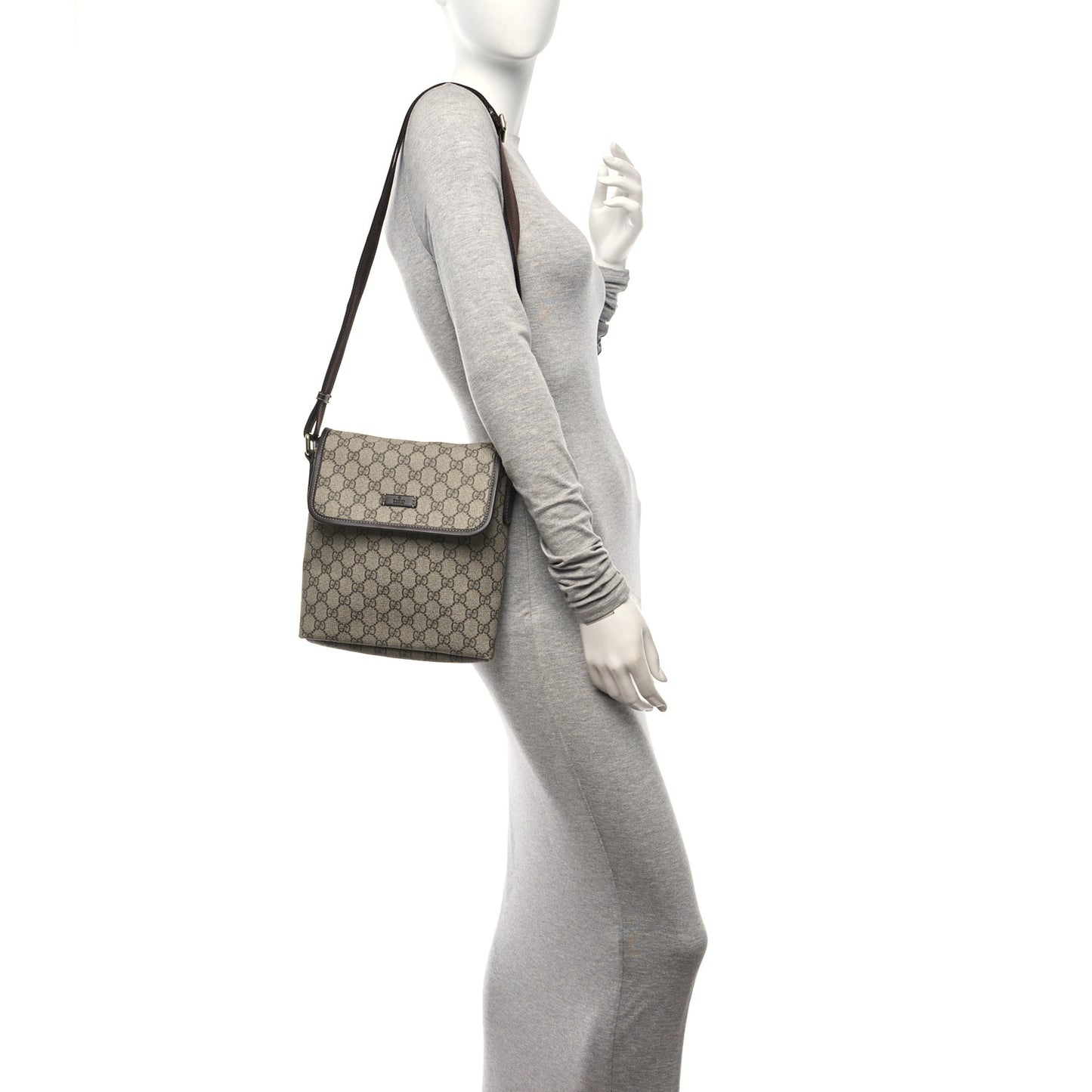 GG Plus Monogram Small Flap Messenger Bag Beige Dark Brown