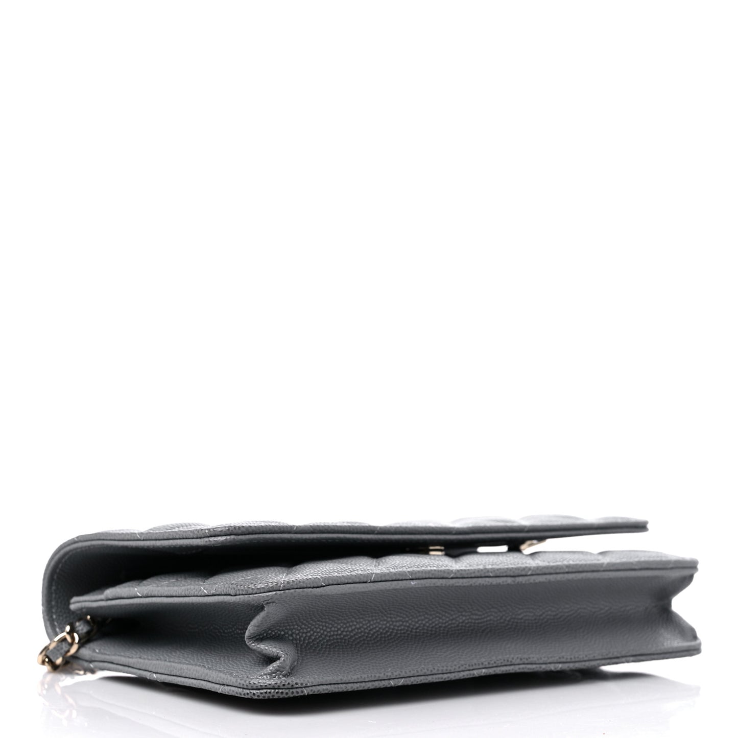 Caviar Quilted Wallet On Chain WOC Grey