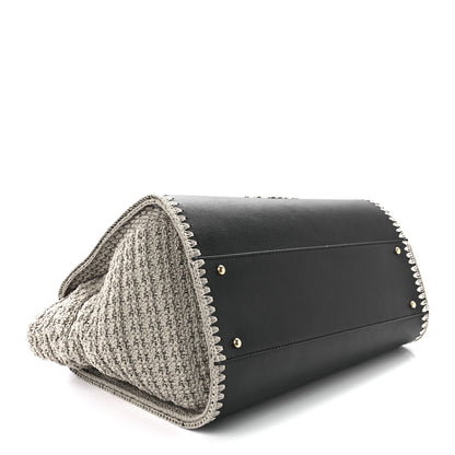 Chanel Calfskin Knit Medium Deauville Tote Black Beige 4 of 11