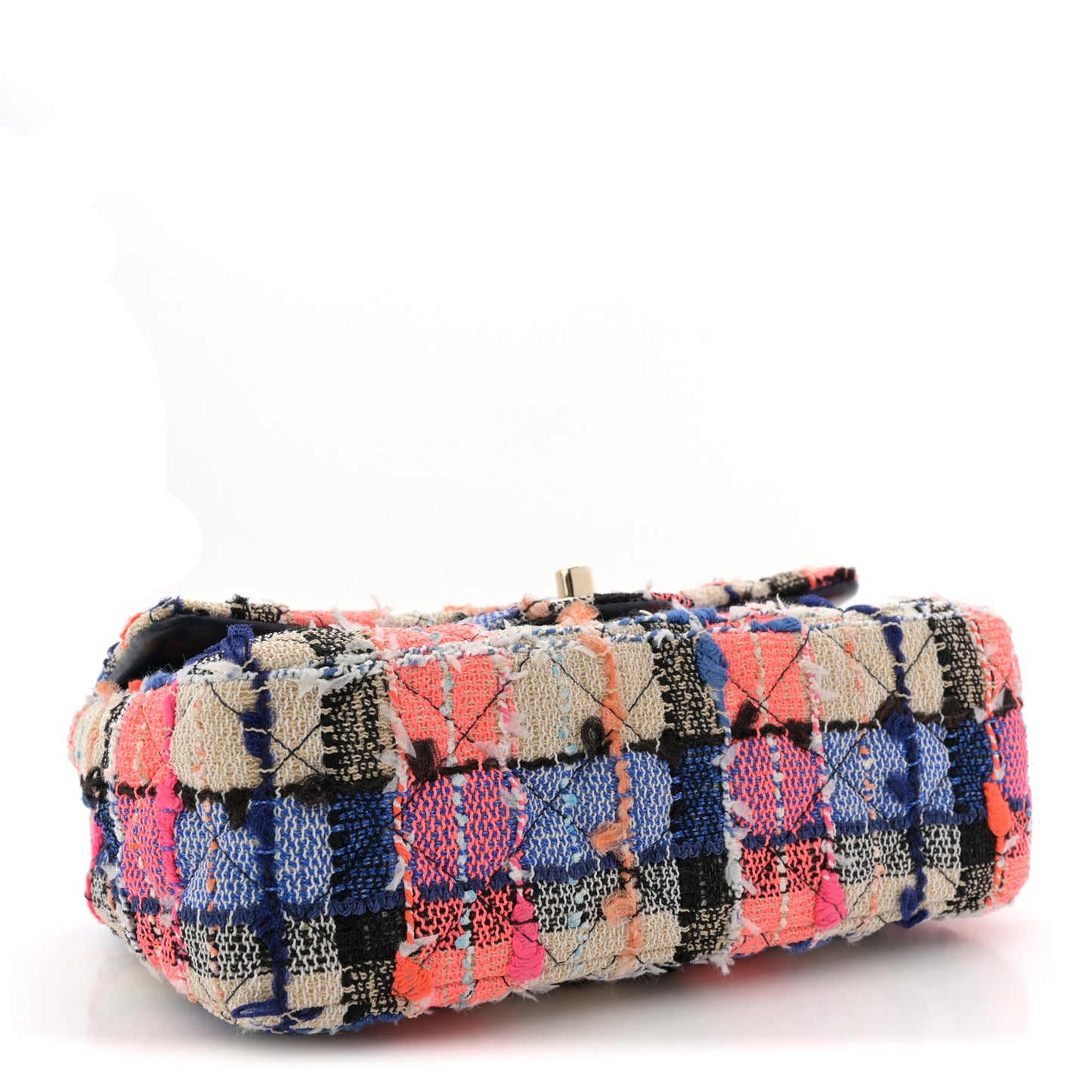 Tweed Quilted Mini Rectangular Flap Blue Orange Pink