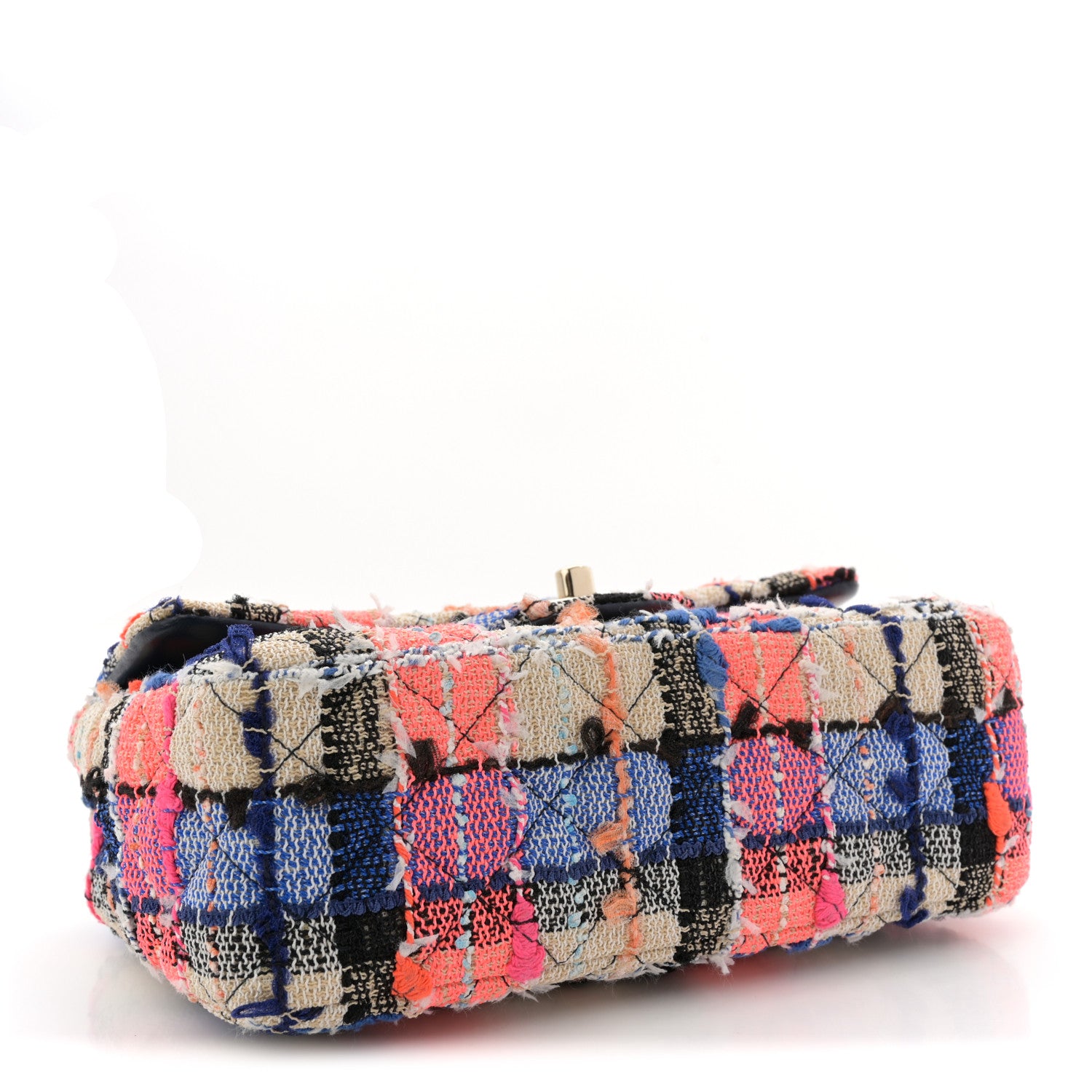Chanel Tweed Quilted Mini Rectangular Flap Blue Orange Pink 4 of 12