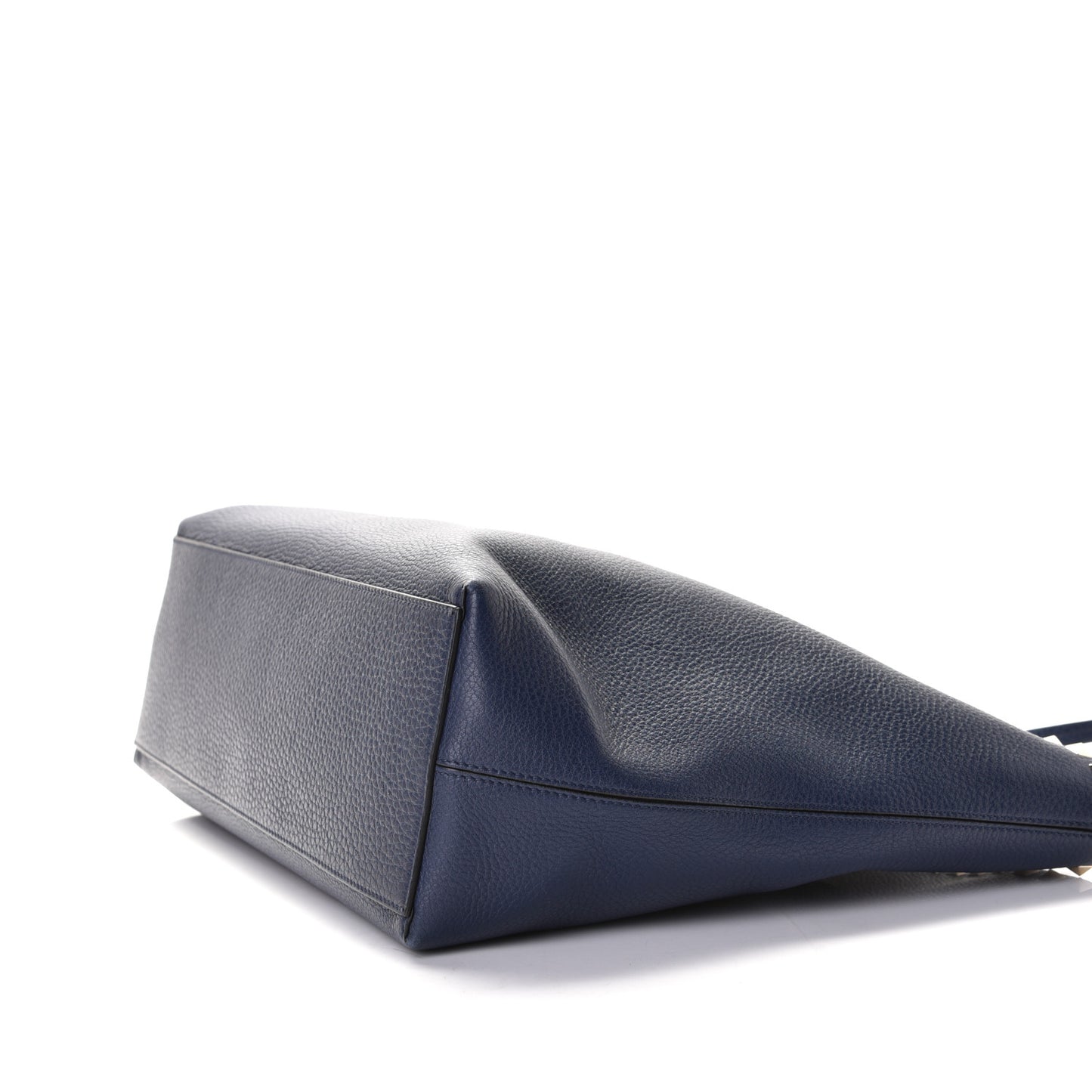 Grained Calfskin Rockstud Shoulder Tote Marine