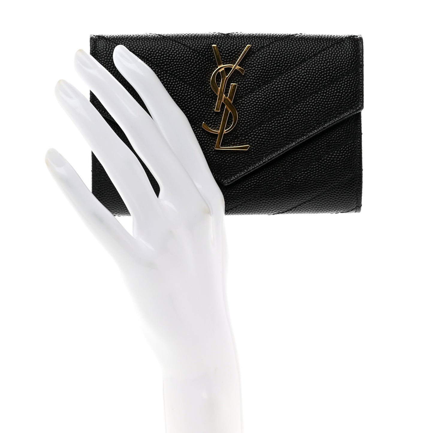 Grain De Poudre Matelasse Chevron Small Monogram Envelope Wallet Black