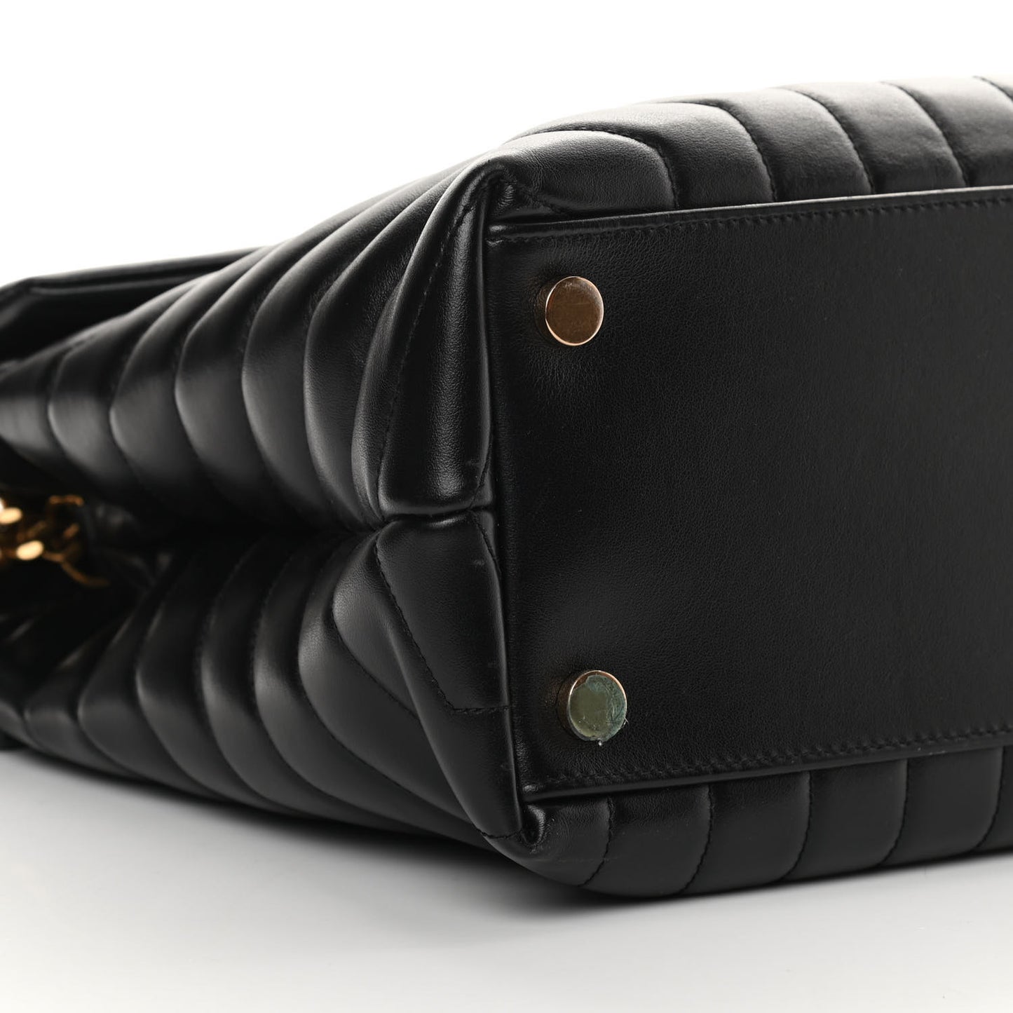 Calfskin Y Quilted Monogram Large Loulou Chain Satchel Black