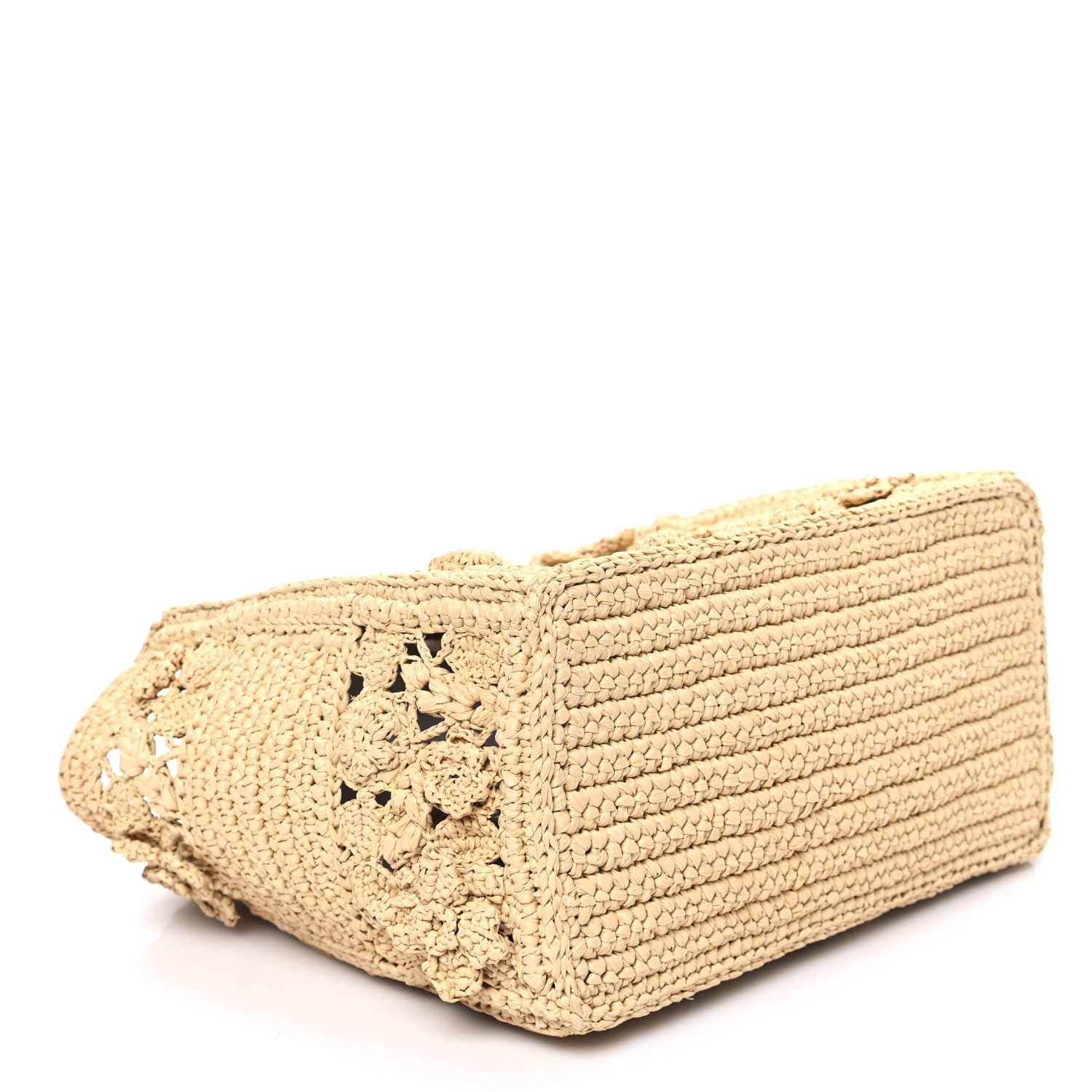 Christian Dior Woven Raffia Floral Embellished Small Book Tote Natural 5 of 13