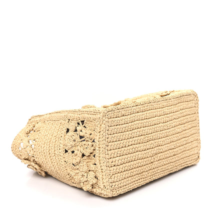 Christian Dior Woven Raffia Floral Embellished Small Book Tote Natural 5 of 13