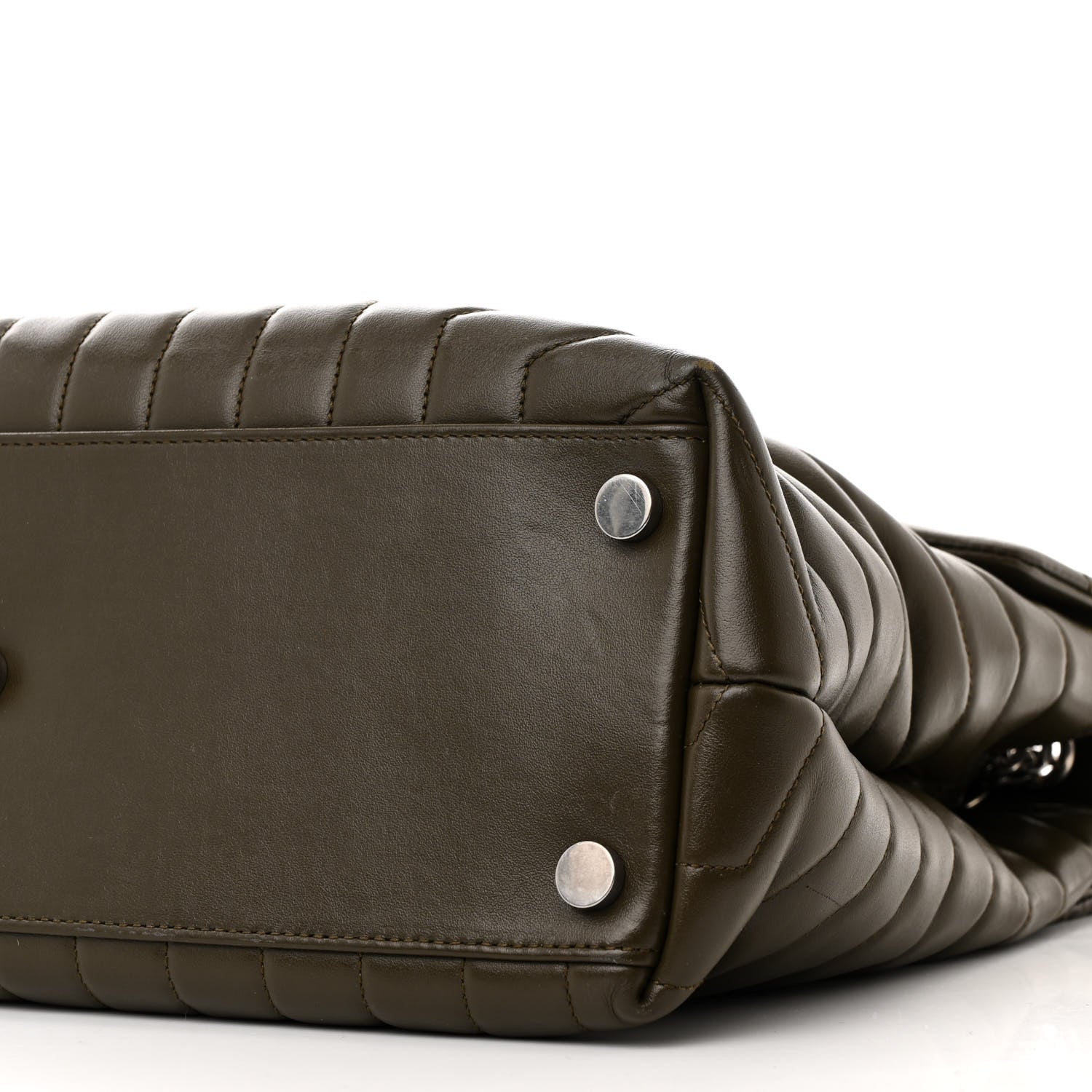 Saint Laurent Calfskin Y Quilted Monogram Large Loulou Chain Satchel Kaki Fonce 20 of 25