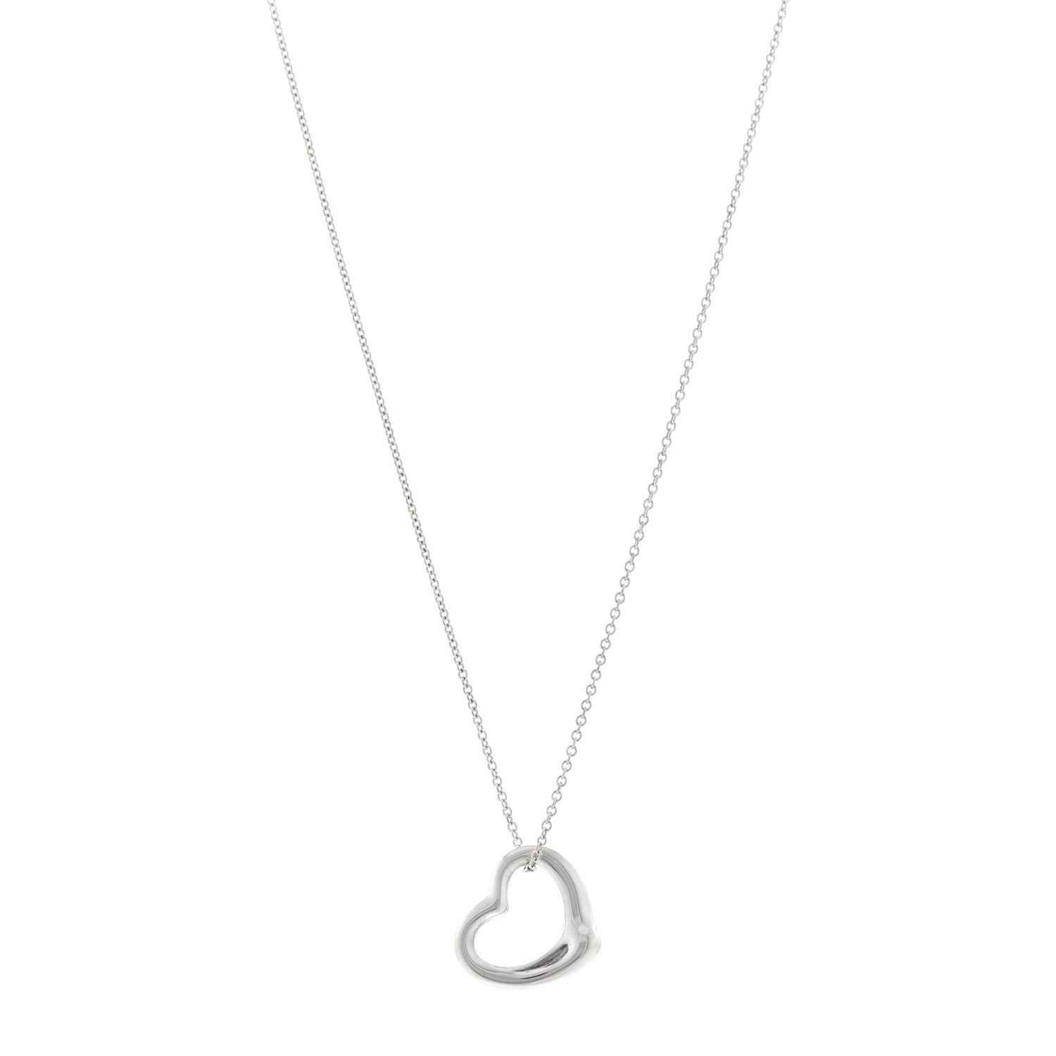 Tiffany Sterling Silver 22mm Elsa Peretti Open Heart Pendant Necklace 1 of 5