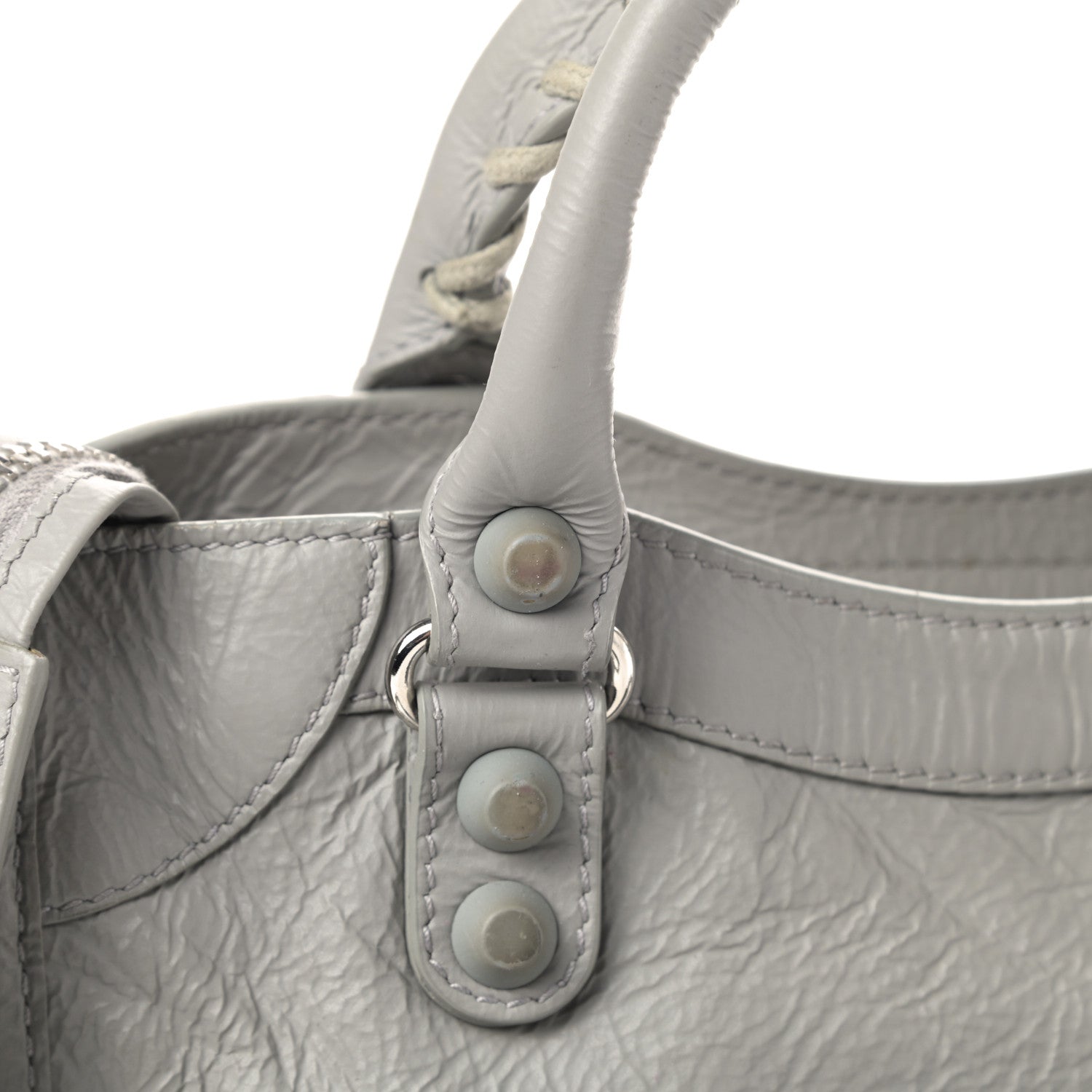 Balenciaga Matte Goatskin Rubber Covered Classic Hardware Mini City Gris Glace 9 of 11