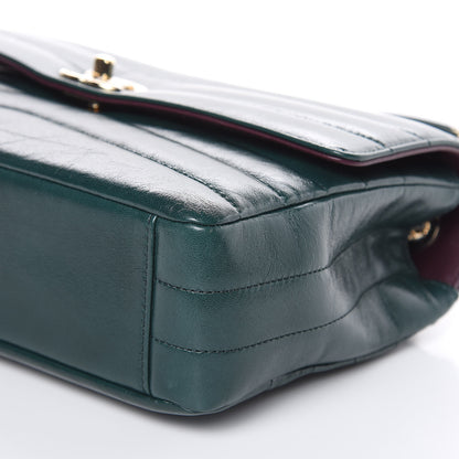 Chanel Shiny Lambskin Quilted Chevron Miroir Dark Green 9 of 14