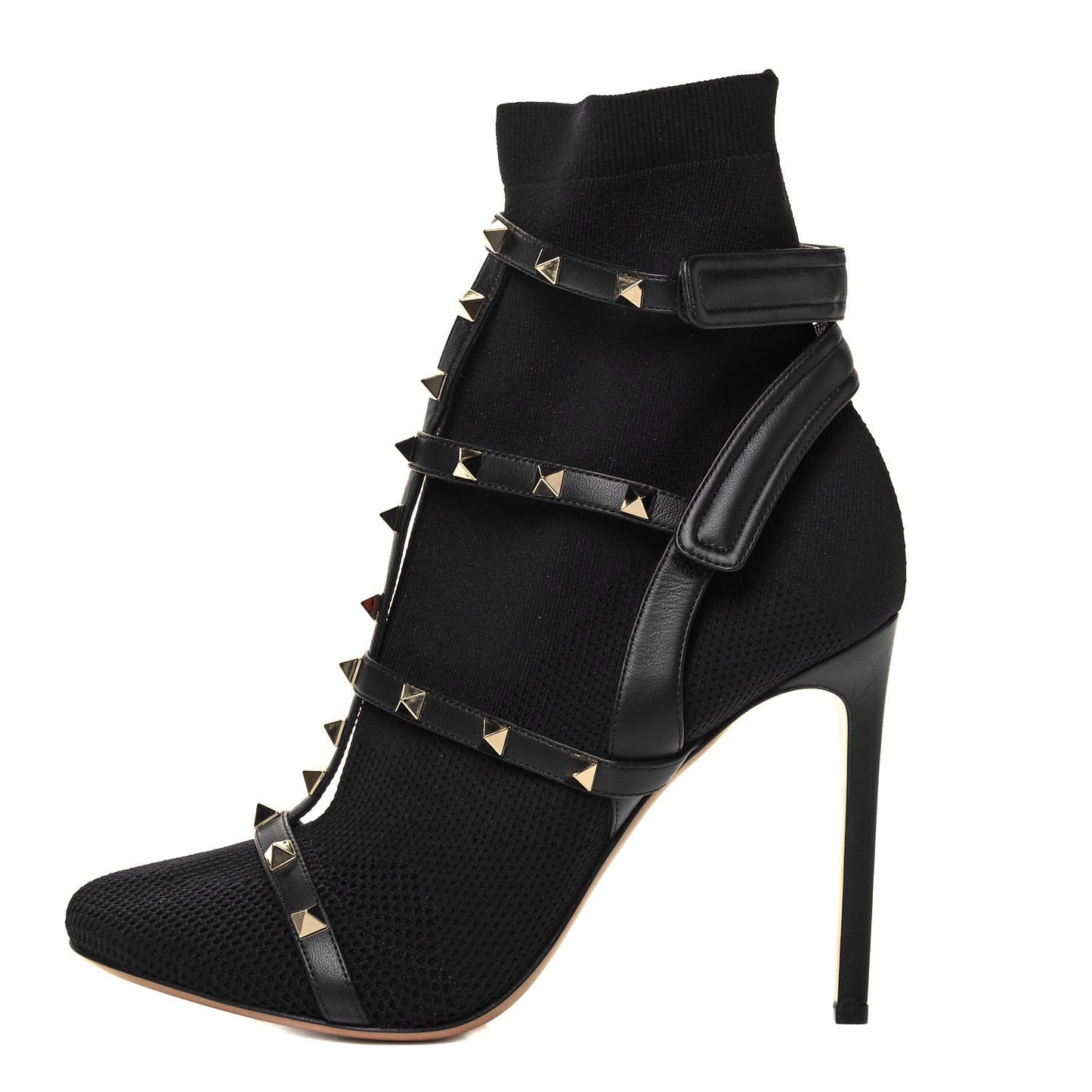 Knit Nappa Rockstud Bodytech 105mm Ankle Boots 39.5 Black