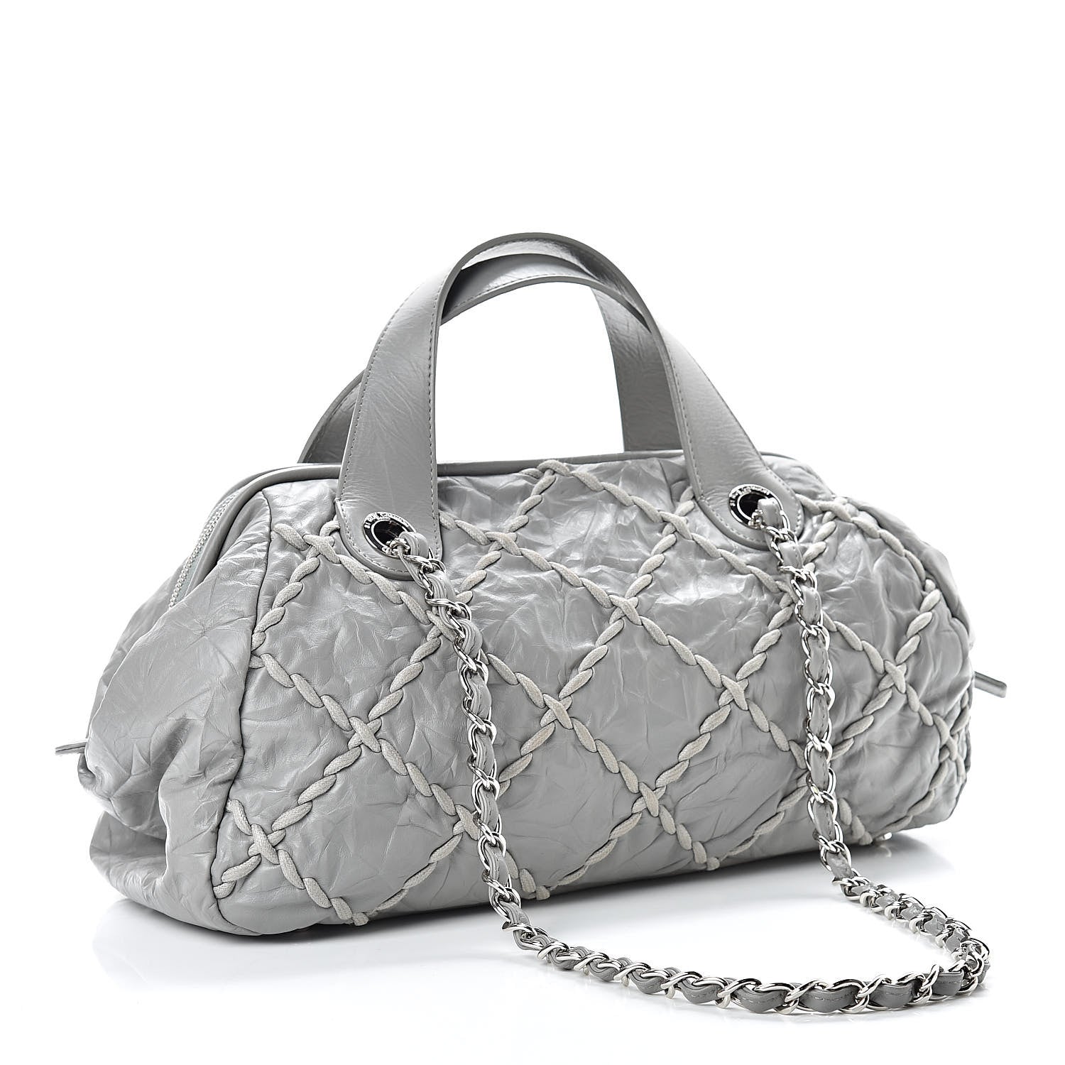Chanel Calfskin Ultra Stitch Bowler Grey 3 of 10