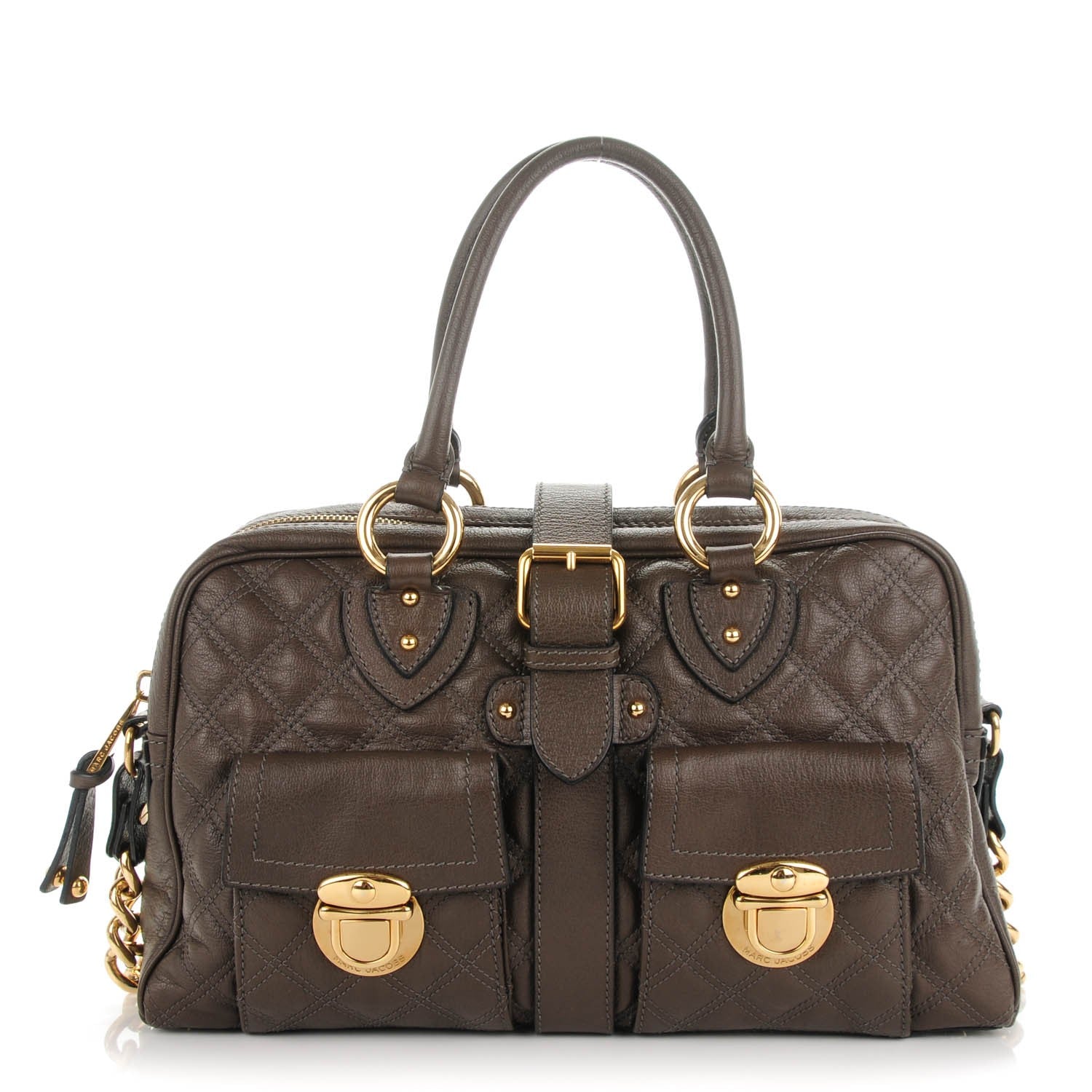 Marc Jacobs Lacquered Goatskin Quilted Venetia Satchel Grey 1 of 7