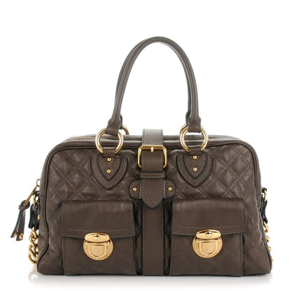 Marc Jacobs Lacquered Goatskin Quilted Venetia Satchel Grey 1 of 7