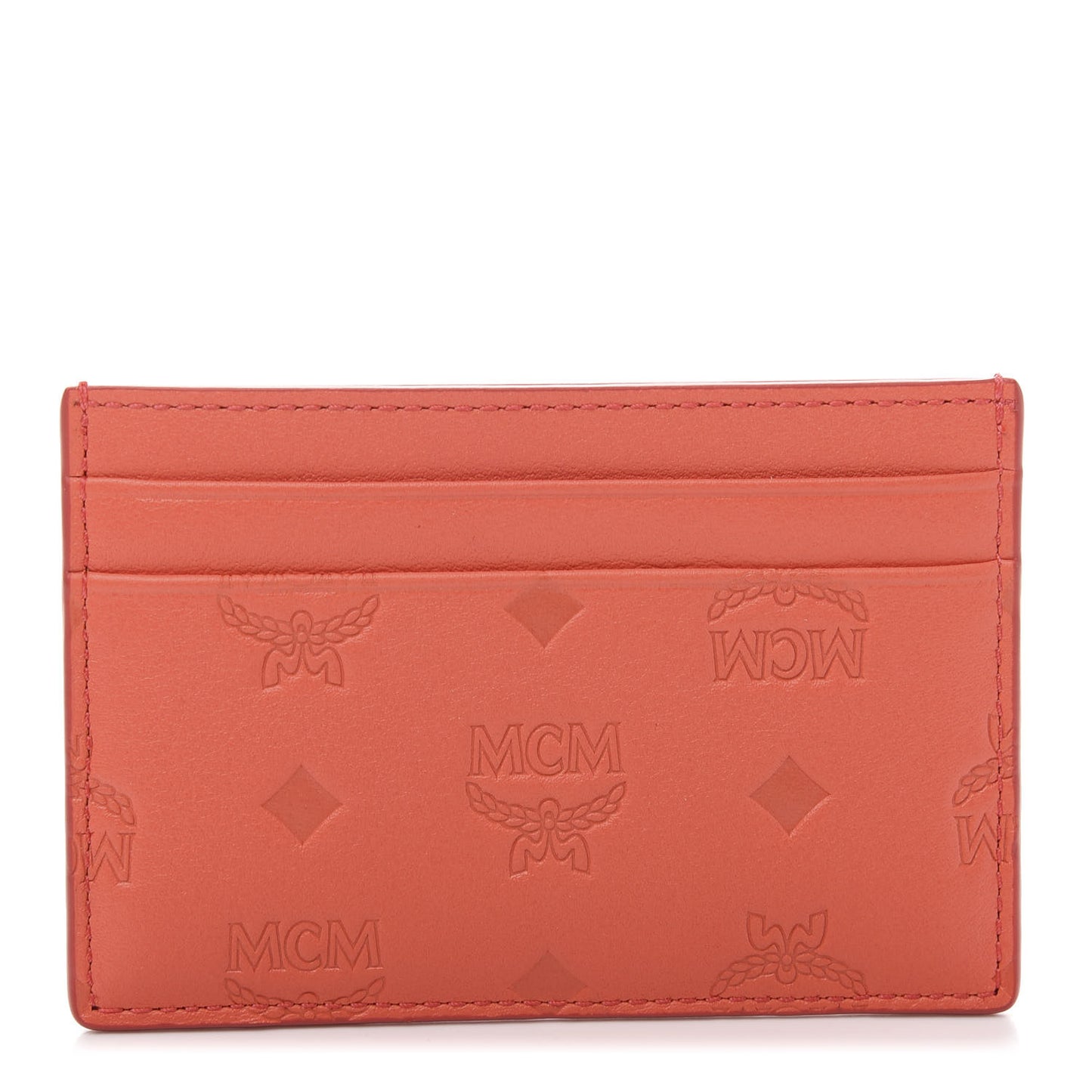 Calfskin Ottomar Monogram Card Case Hot Coral