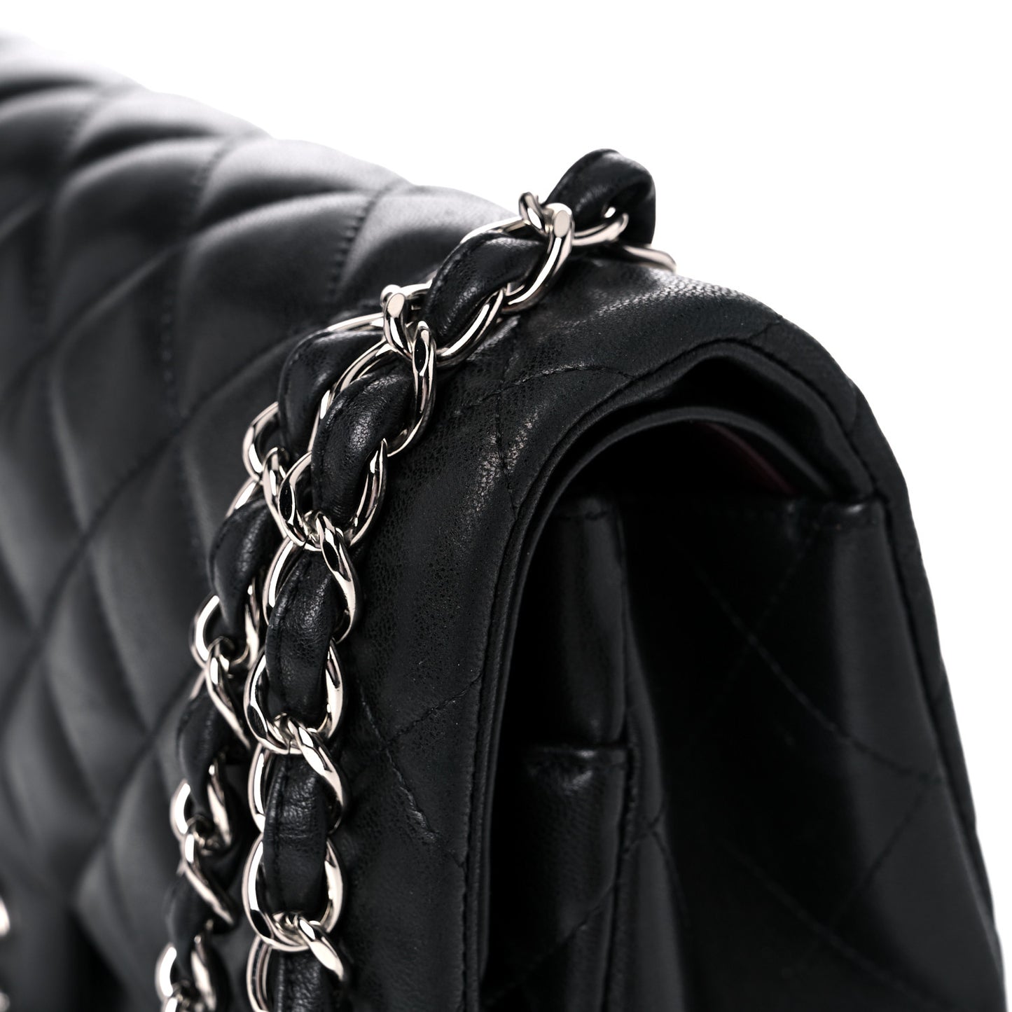 Lambskin Quilted Jumbo Double Flap Black