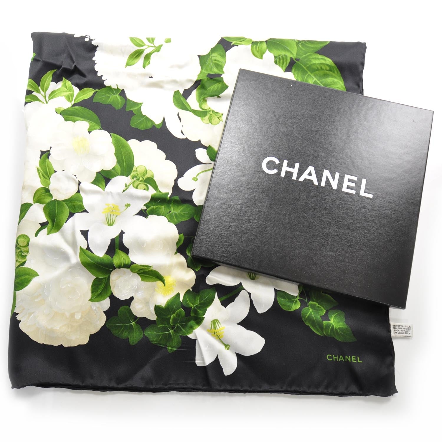 Chanel Silk Camellia Flower Scarf 2 of 6