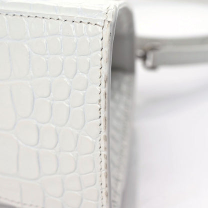 Balenciaga Calfskin Crocodile Embossed Small Hourglass Top Handle Bag White 11 of 15