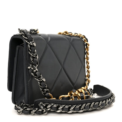 Chanel Lambskin Quilted Chanel 19 Wallet On Chain WOC Dark Grey 3 of 12