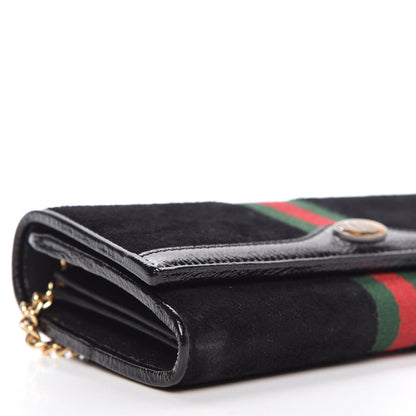 Gucci Suede Patent Web Ophidia Wallet On Chain Black 6 of 11