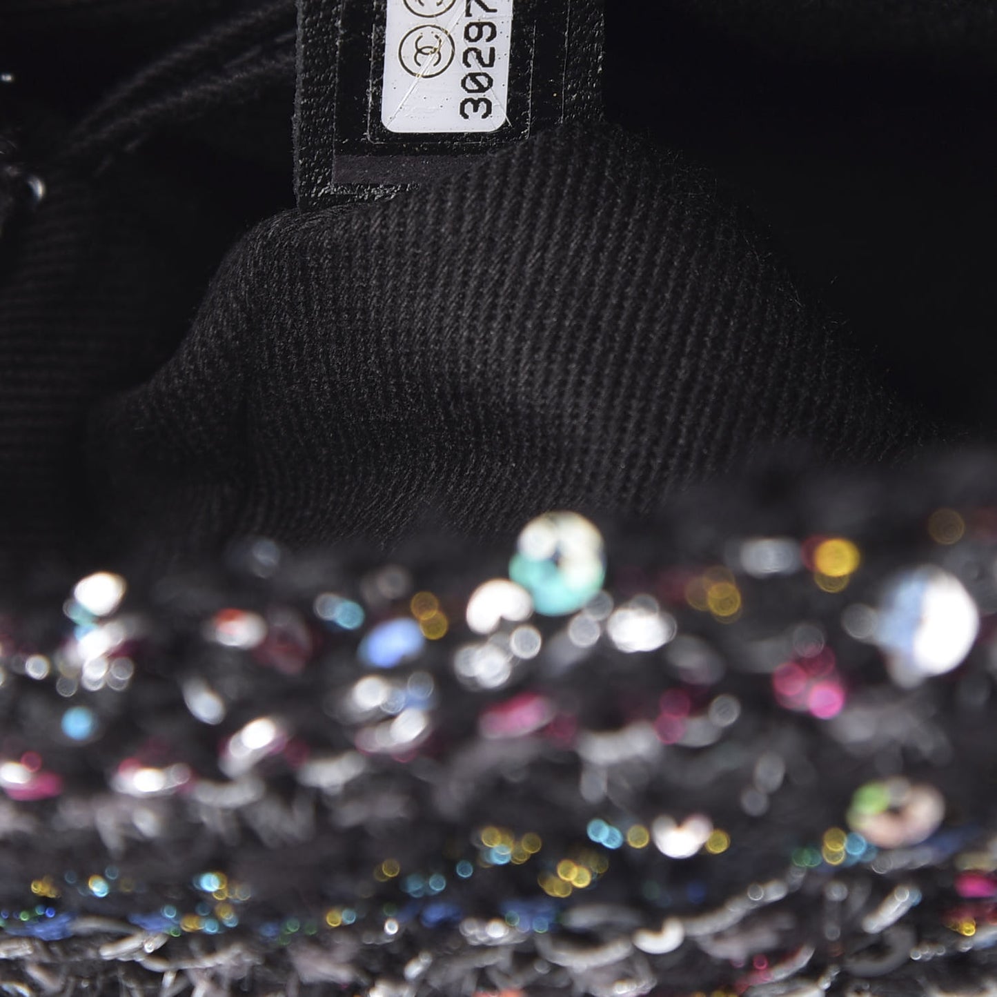 Tweed Sequin Mini Coco Handle Flap Black