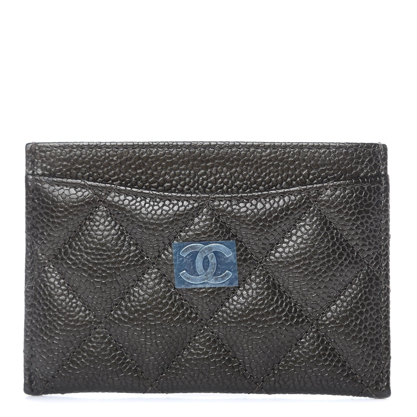 Caviar Quilted Card Holder Dark Charcoal