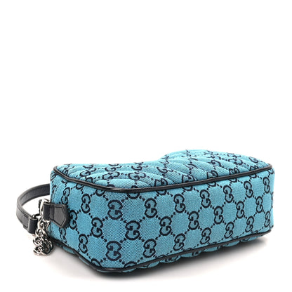 Gucci Monogram Multicolor Matelasse Diagonal Small GG Marmont Chain Shoulder Bag Light Blue Light Blue 4 of 10