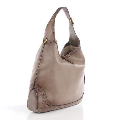Gucci Calfskin Duilio Brogue Large New Jackie Shoulder Bag Grey 3 of 7
