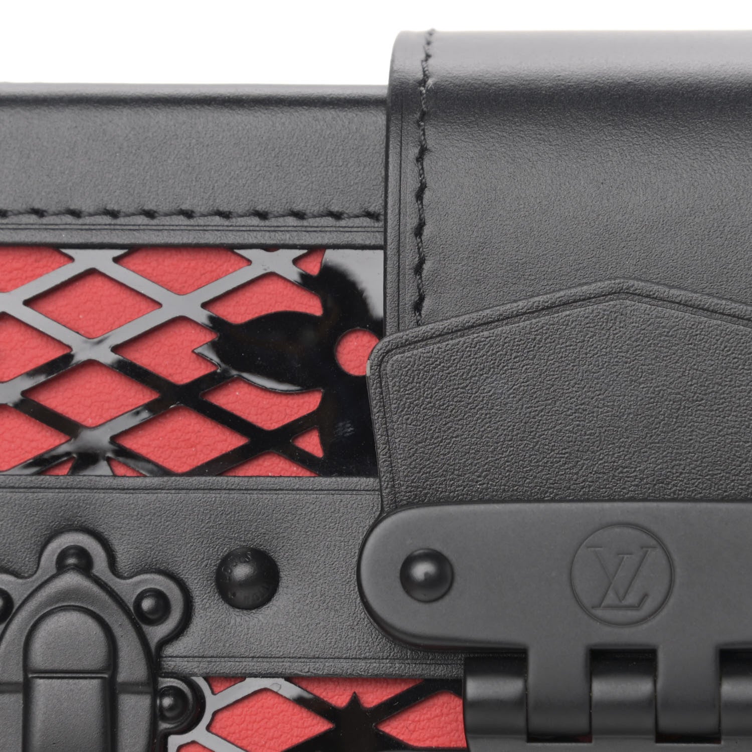 Louis Vuitton Patent Monogram Petite Malle Black Red 11 of 12