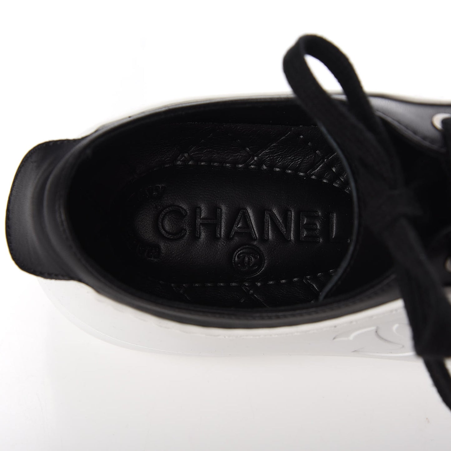 Calfskin Womens CC Sneakers 36.5 Black White