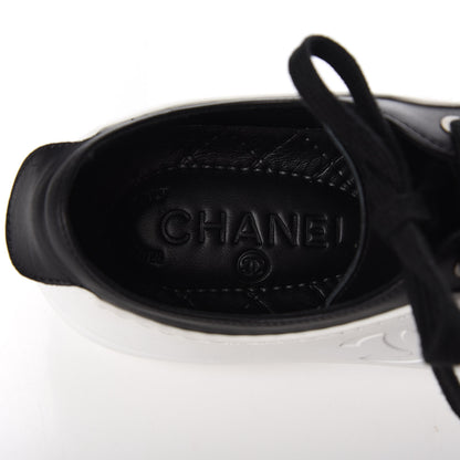 Chanel Calfskin Womens CC Sneakers 36.5 Black White 8 of 10