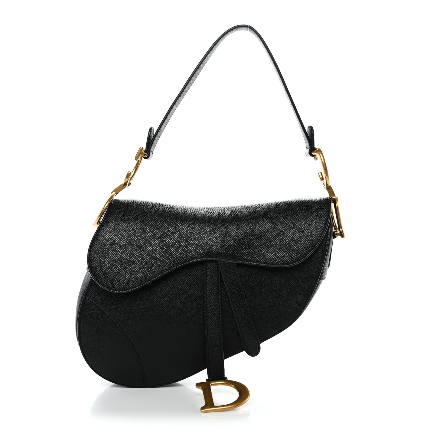 Grained Calfskin Saddle Bag Black