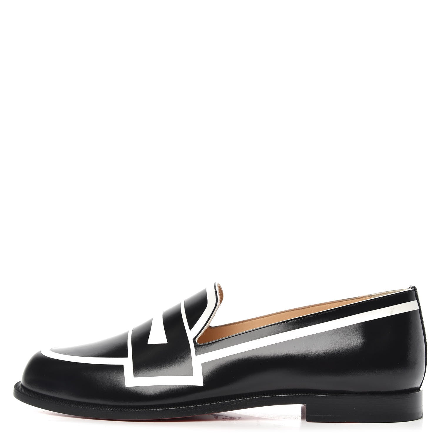 Christian Louboutin Calfskin Womens Tromoca Contrast Flat Loafers 36.5 Black White 1 of 9