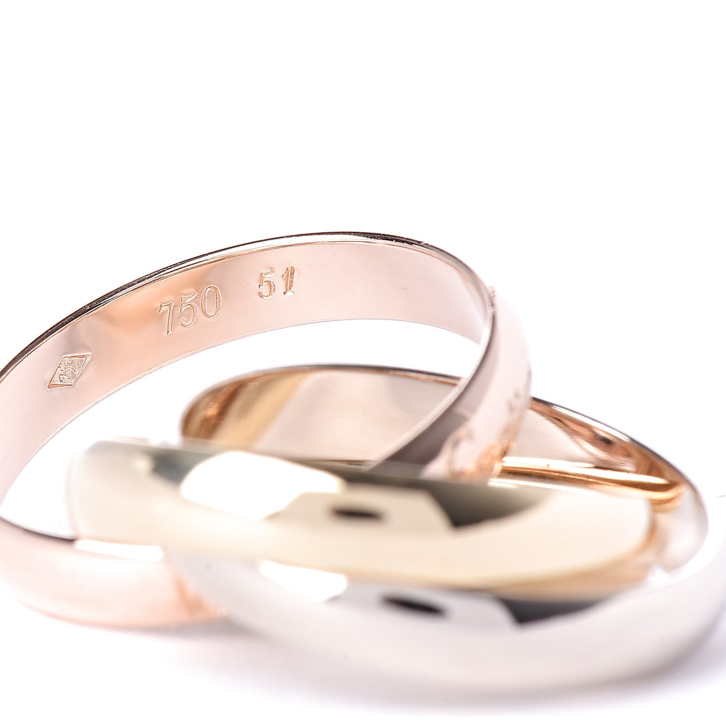 18K Pink Yellow White Gold Classic Les Must De Trinity Ring 51 5.75