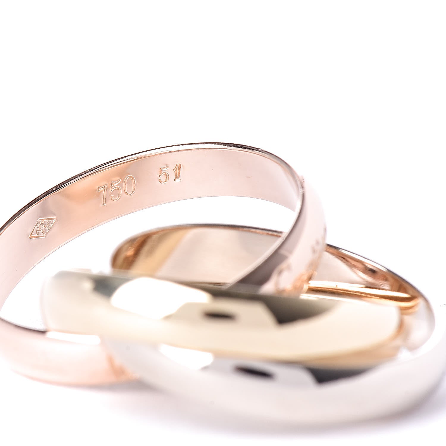Cartier 18K Pink Yellow White Gold Classic Les Must De Trinity Ring 51 5.75 4 of 4