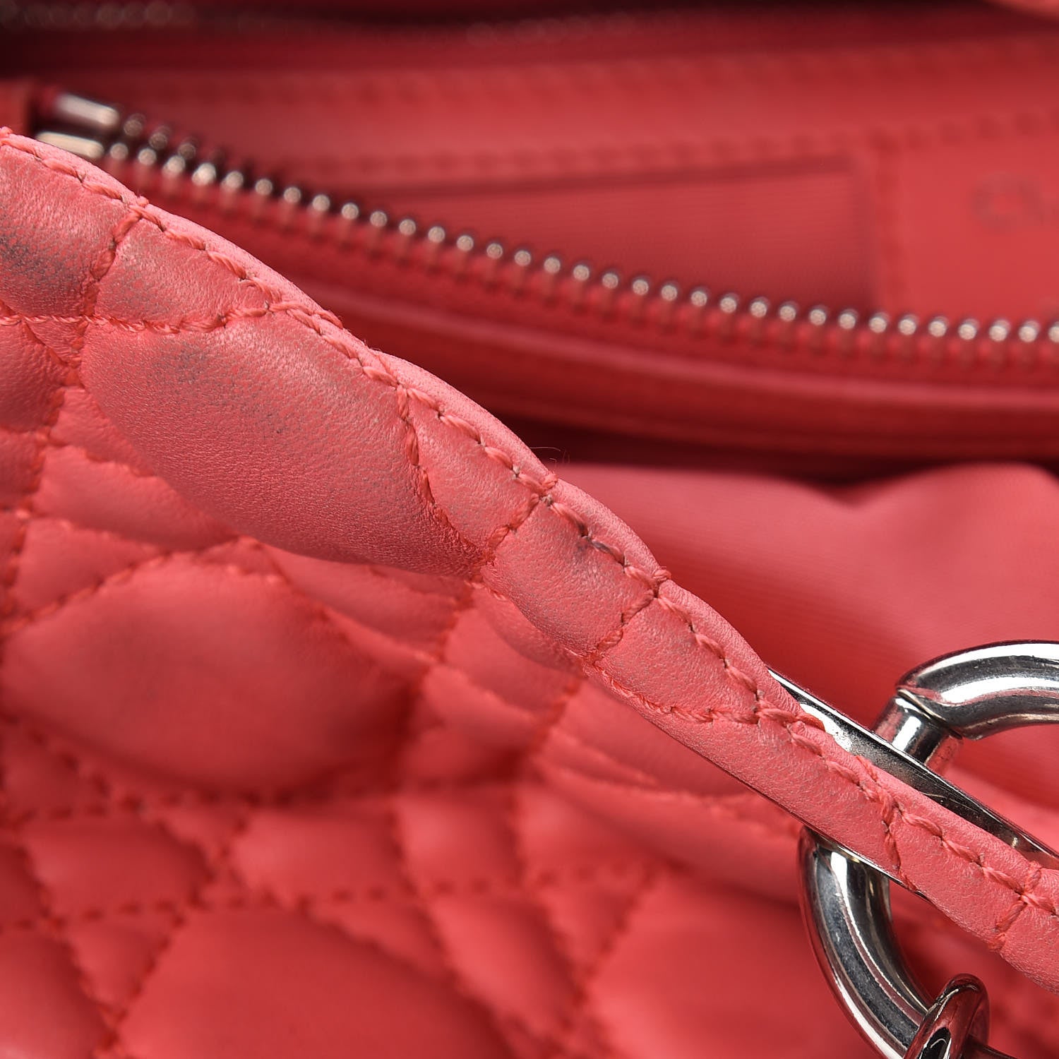 Christian Dior Lambskin Cannage Large Dior Soft Shopping Tote Coral 11 of 18