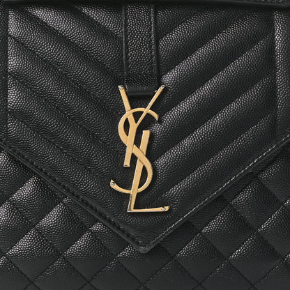 Saint Laurent Grain De Poudre Textured Mixed Matelasse Triquilt Medium Monogram Satchel Black 10 of 11
