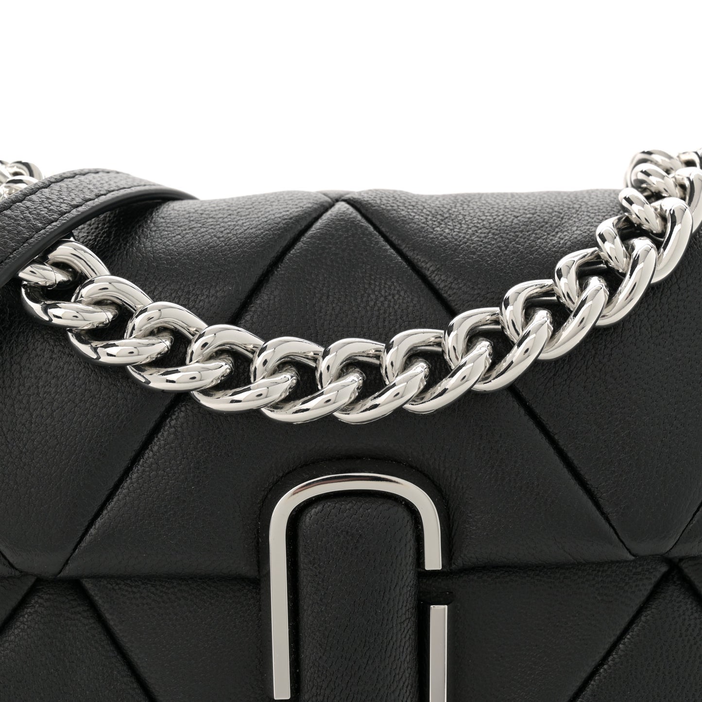 Goatskin Quilted J The Puffy Diamond Shoulder Bag Black