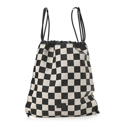 Saint Laurent Linen Lambskin Checkered Teddy Drawstring Bag Black White 1 of 10