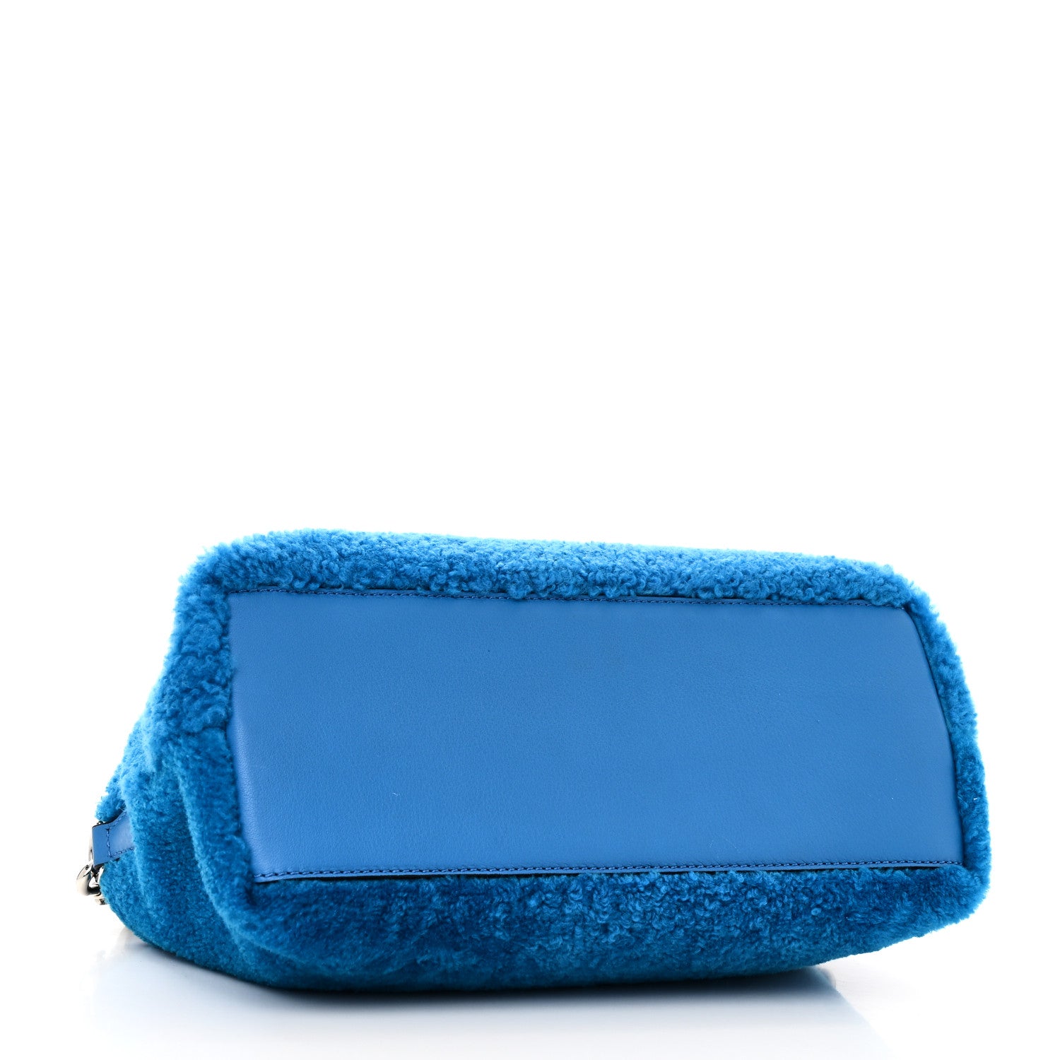 Fendi Shearling Vitello Dolce Medium By The Way Boston Bag Blue 4 of 10