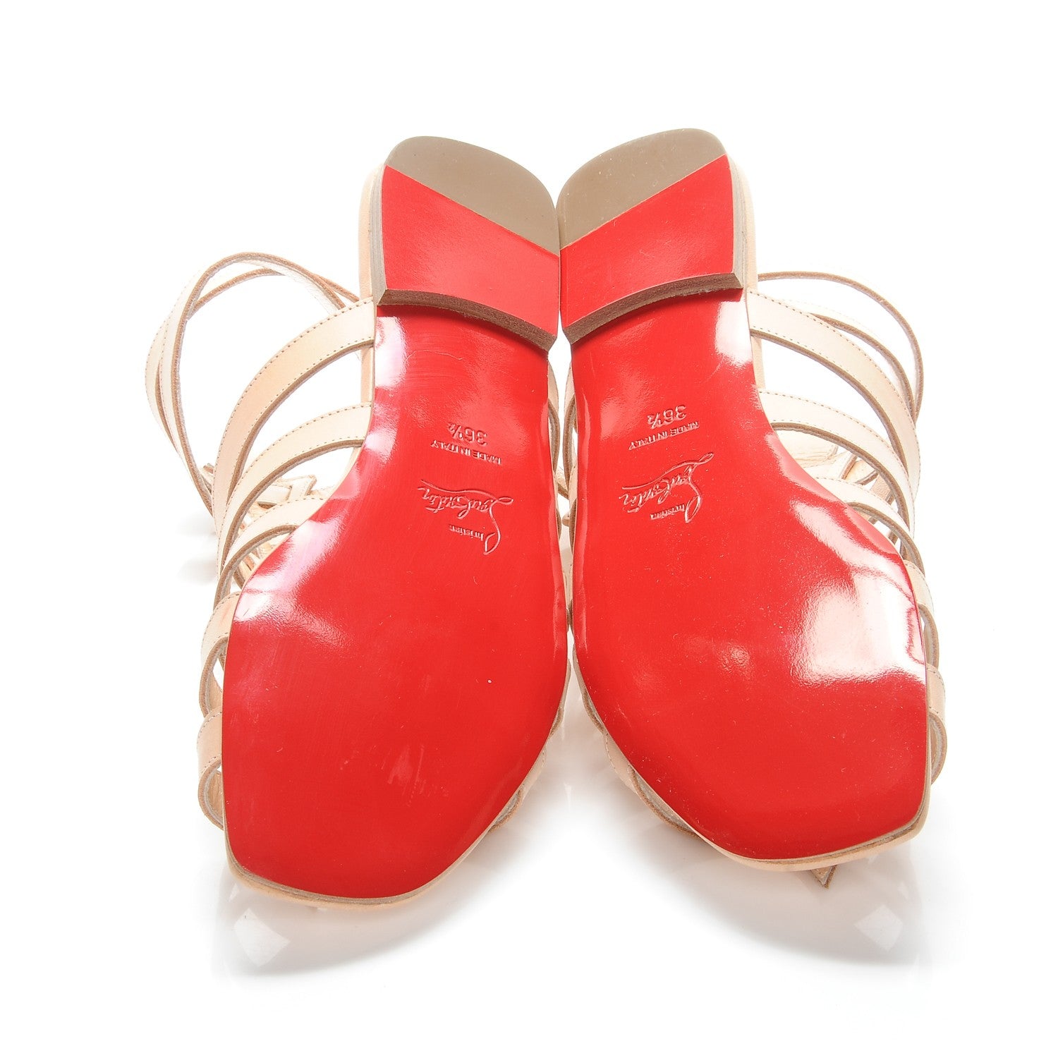 Christian Louboutin Calf Vegetale Neronna Flat Sandals 36.5 Natural 5 of 8