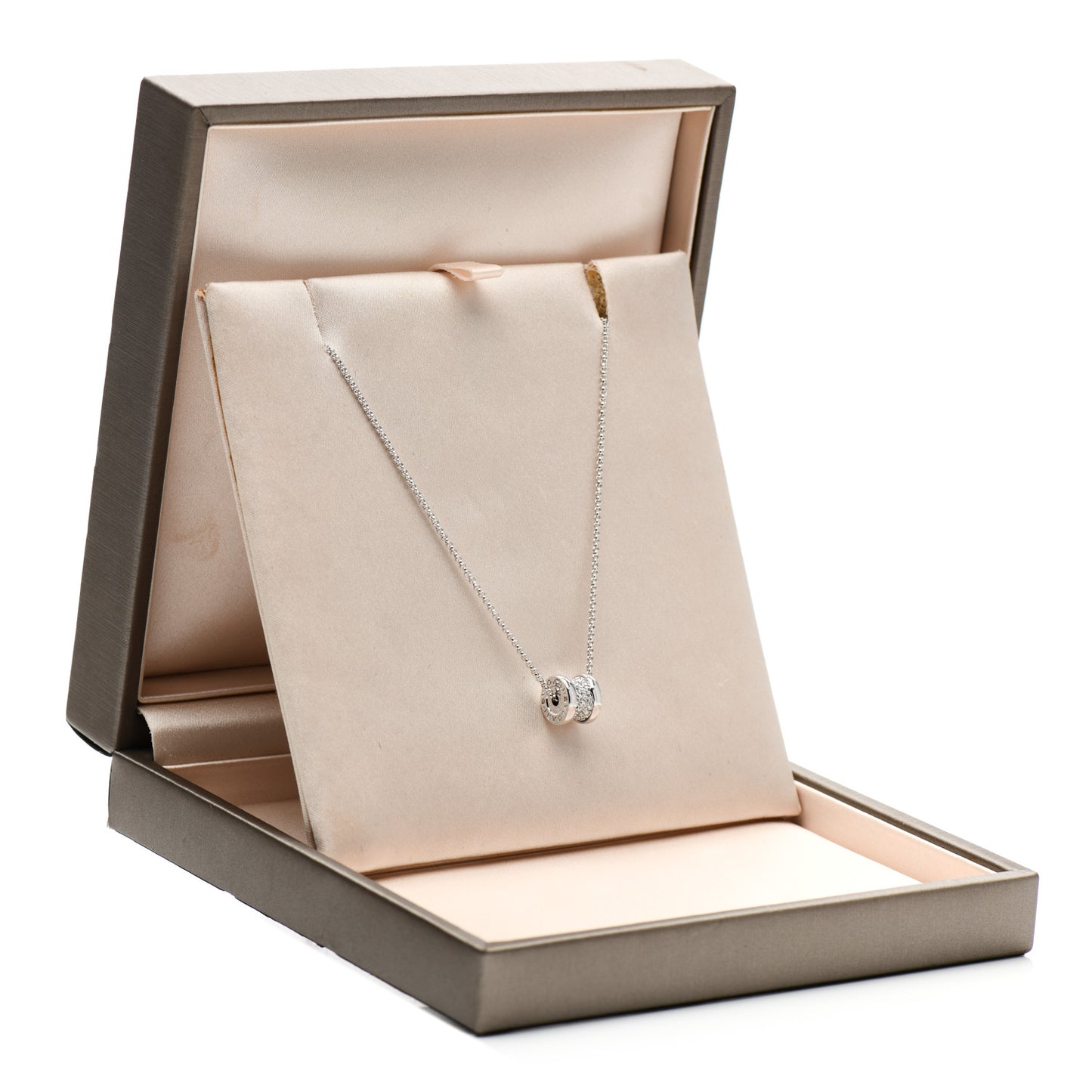 18K White Gold Diamond Small B.Zero1 Pave Pendant Necklace