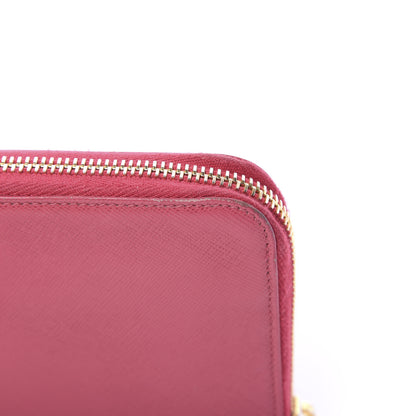Prada Saffiano Triangle Zip Around Wallet Peonia 12 of 13